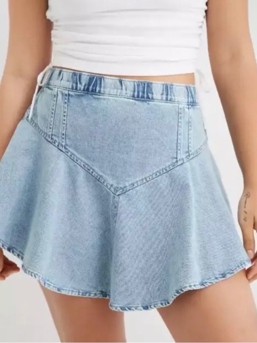 aerie Light Blue Denim Skirt
